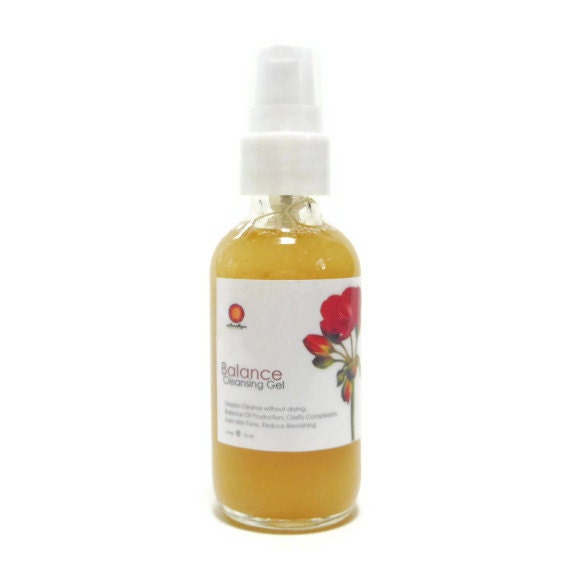Organic Balancing Clarifying Cleansing Gel. Geranium, Sulphur, Willow Bark. Oily, Combination, Acne Prone. Natural Organic Skin Care. Vegan.