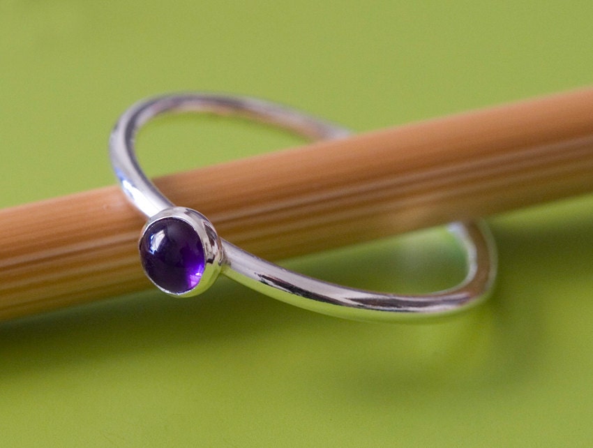 Amethyst Stacking Ring - Sterling Silver - Size 2 to 15