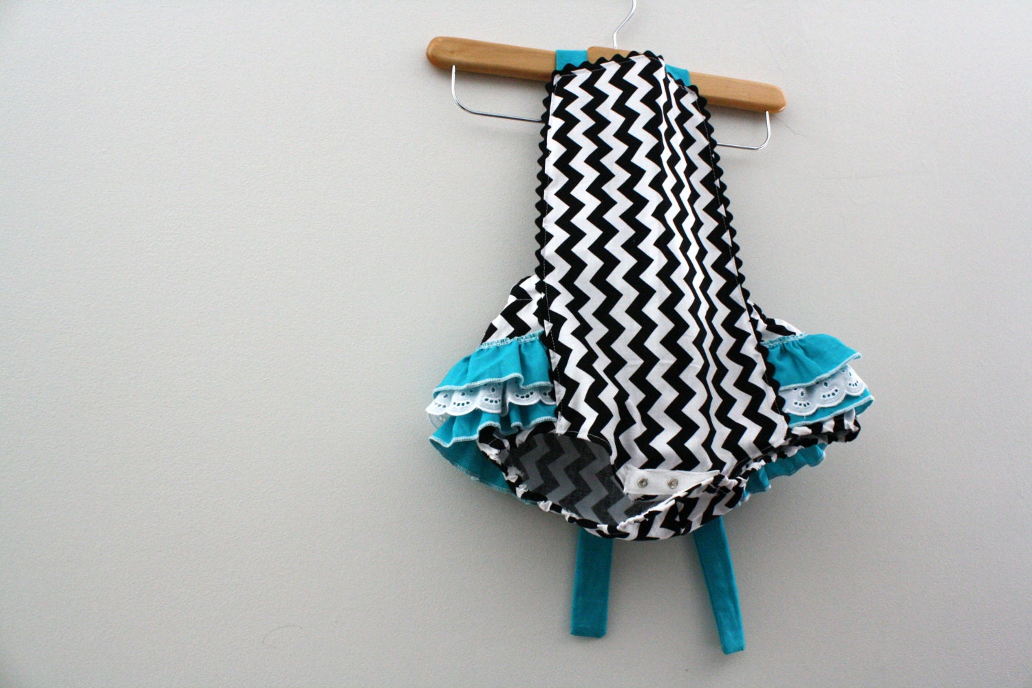 Retro Ruffler - Black Chevrons - Jumper - Sunsuite - Romper - Girl - Baby - Todler costume