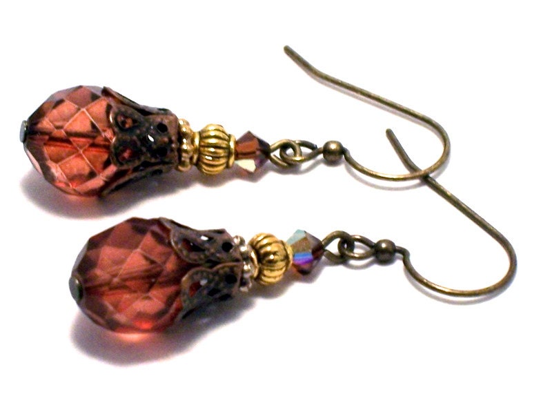 Topaz And Antique Copper Earrings