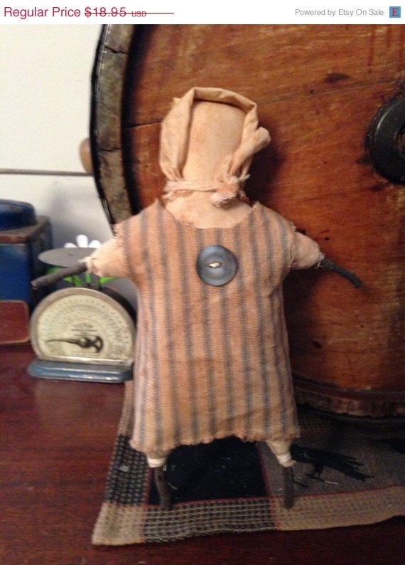 CustomerAppreciation Sale Primitive Rag Stuffed Prairie Doll Ready to ship