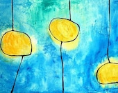Blue And Yellow Abstract Painting We Make A Family Art Large Canvas Wall Artwork Huge Big Bold Bright Colored Modern Contemporary Original