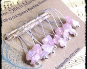 Spring Clearance Sale Snag Free Stitch Markers Large Set of 8 - Rose Quartz - N55 - Fits up to size US 17 (12.75) Knitting Needle