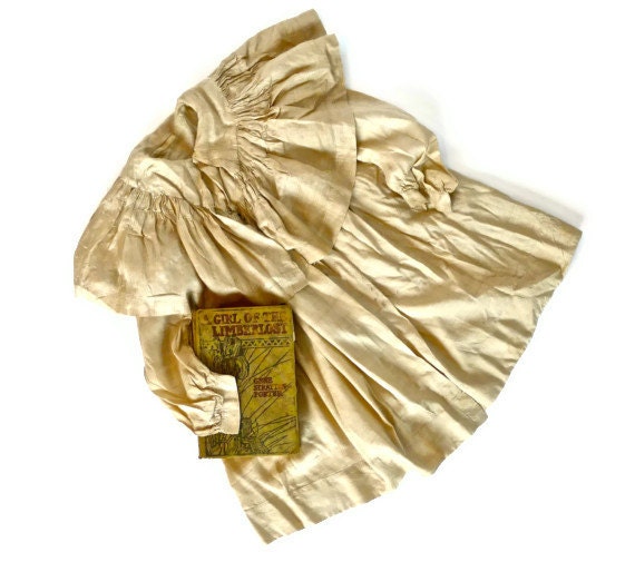 Edwardian Victorian Child's Silk Frock With Capelet Collar