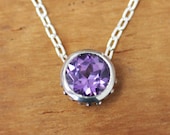 Alexandrite birthstone bezel necklace - solitaire necklace - June birthstone - imitation alexandrite - ready to ship - wrought collection