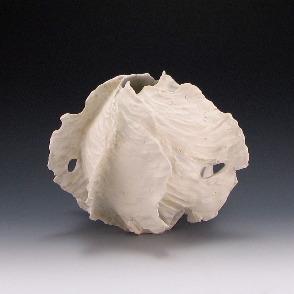 White and Cream Organic  Vessel- Windswept Series