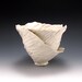 Single Sweep White and Cream Organic Bowl Form- Windswept Series