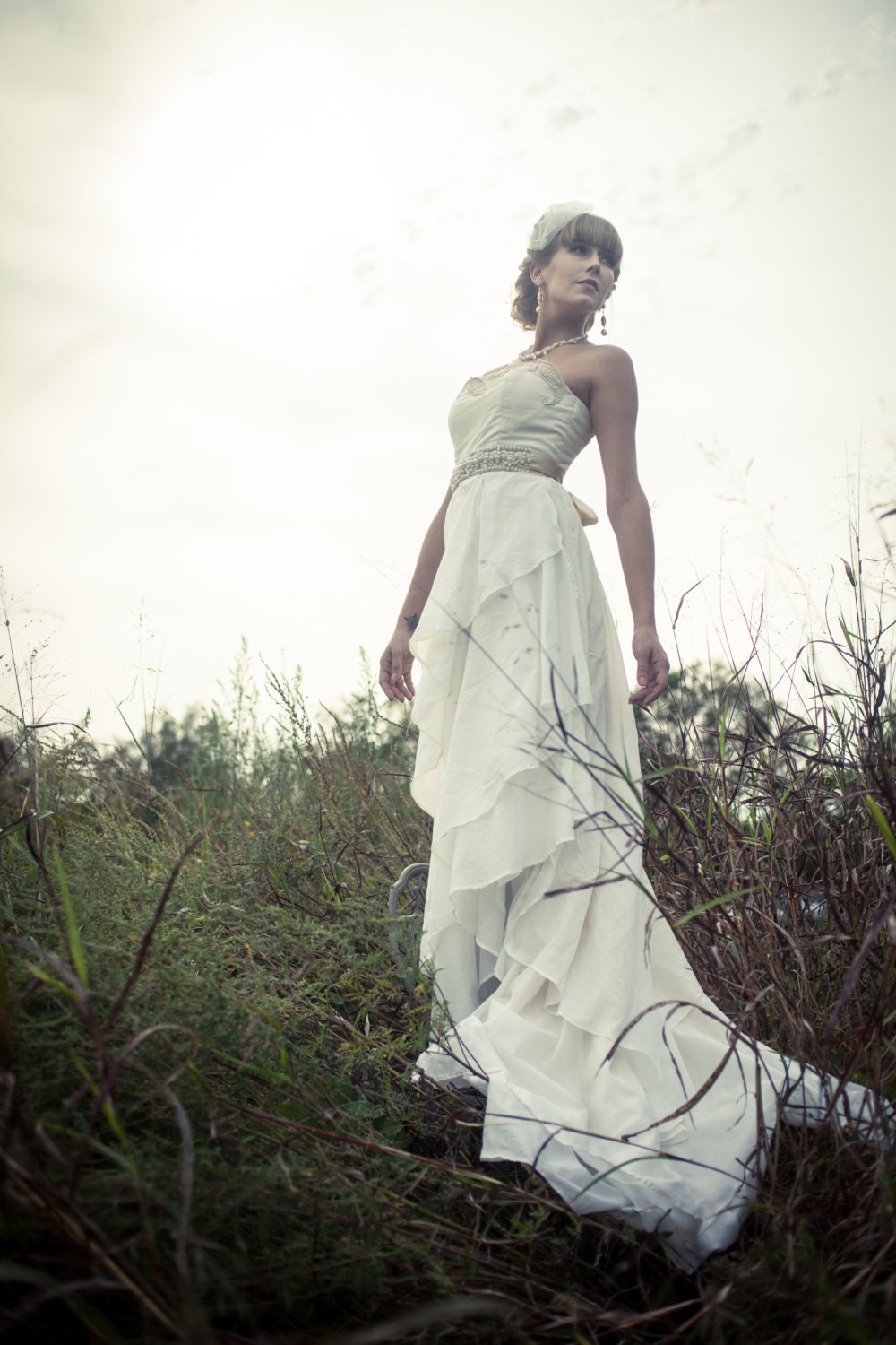 Yarrow Eco Wedding Gown- Cotton Ruffles and Organic Lace