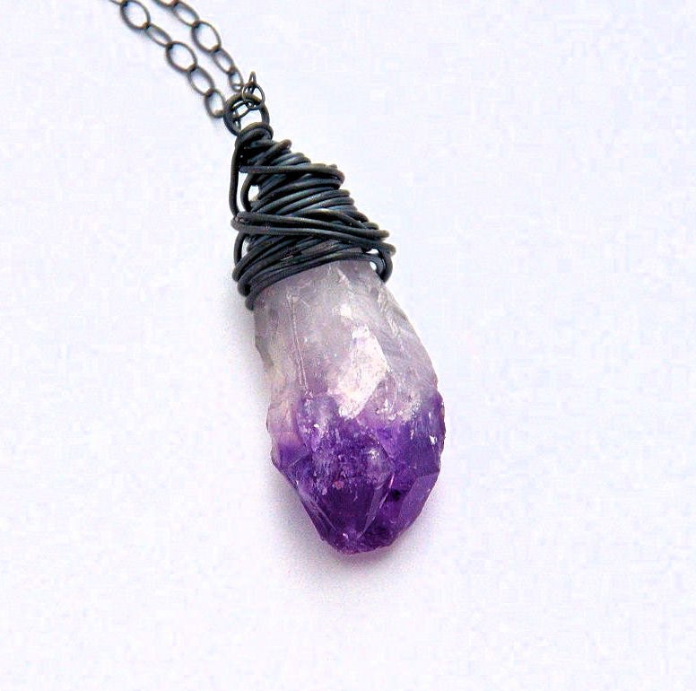Sterling Wire Wrapped Amethyst Point Necklace