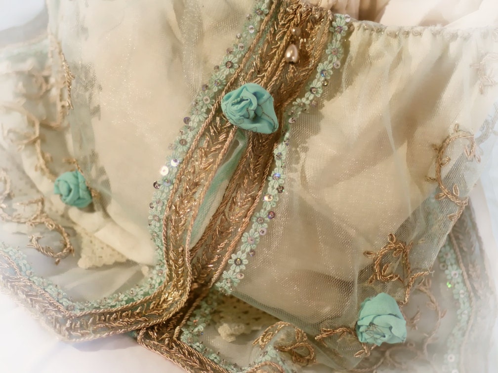 Beach Wedding Purse Aqua Gold Shabby Chic Dreamy Free Shipping