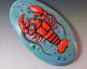 Lobster Cabochon - Handmade Colored Porcelain