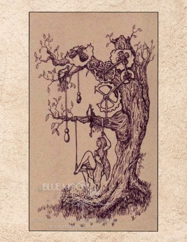 Post Industrial No.1 - fantasy faery steampunk signed print - Mary Layton