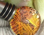 Wine Bottle Stopper - Golden Copper - Wine Cork - Stainless Steel FDA - Dichroic Glass Wine Bottle - Stop Made in USA 020413ws101