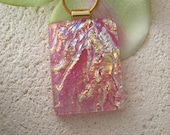 Coral Peach Gold Necklace - Dichroic Glass Pendant  -  Dichroic Fused Glass Jewelry  -  Fused Glass -  Necklace 051613p108