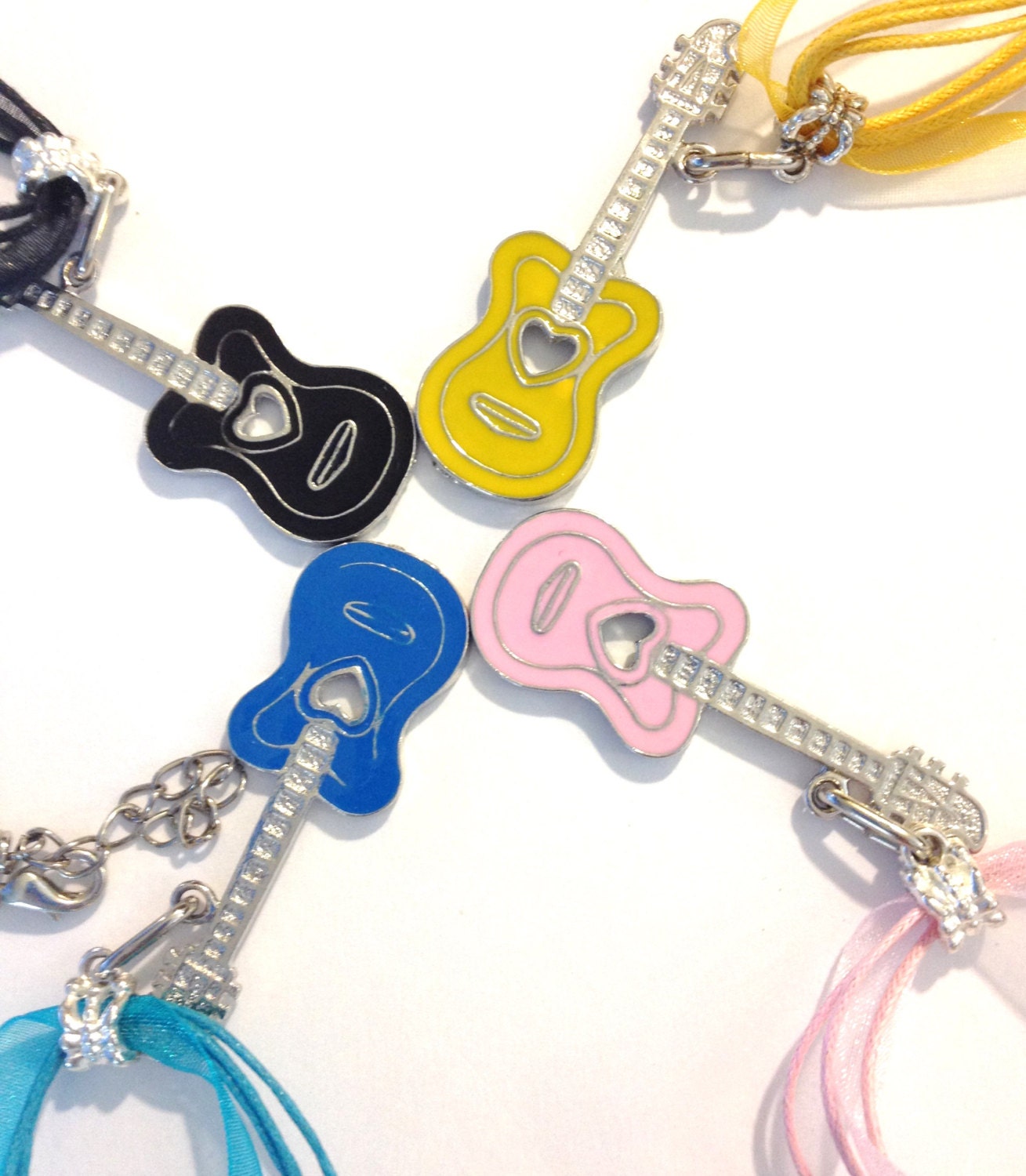 Guitar and  Organza Ribbon Necklaces  Choose Your Color