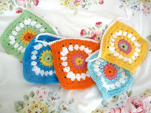 Crochet Starburst Granny Square Garland Decoration