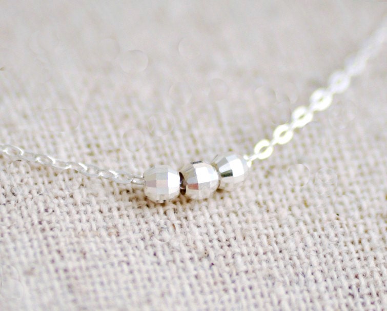 Icing - tiny sterling silver beads necklace - dainty everyday jewelry - for women