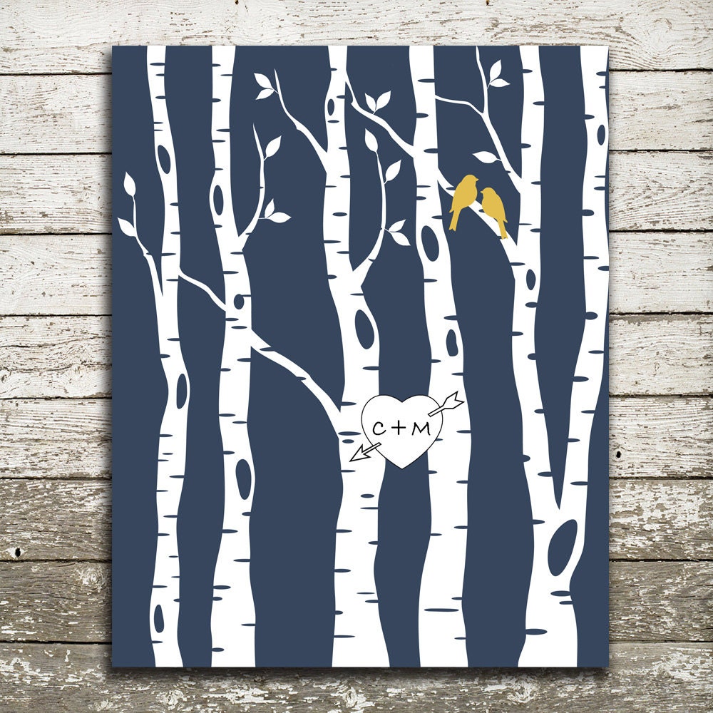 Custom Birch Tree Wall Art - 8x10 Gift Print for Weddings, Families, Engagements, Couples, Anniversaries