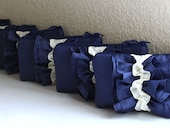 Wedding Clutches-Bridal Bridesmaids Gift-SET OF 9 Butterfly Ruffle Wristlet-Navy Cobalt Blue Pink Purple Yellow Brown  Silver and Many More