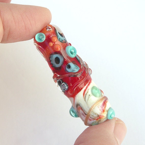Red Sea - Handmade Lampwork Glass Focal Bead by Sarah Hornik