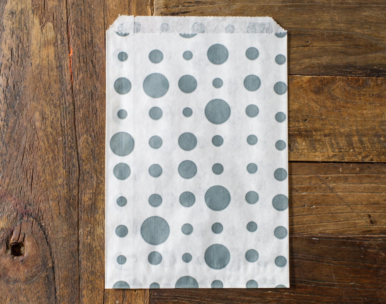 100 polka dot bags - 5 X 7 - candy, treat, or gift - grey and white