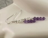 Petite Purple 4mm round amethyst beads surgical steel earrings absolutely affordable
