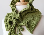Fiber Art Scarf - Luxurious Merino Wool & Cashmere Hand-Knit Scarflette - Women Fashion Accessories