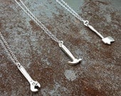 sterling silver axe, hammer or crescent wrench necklace gift for her