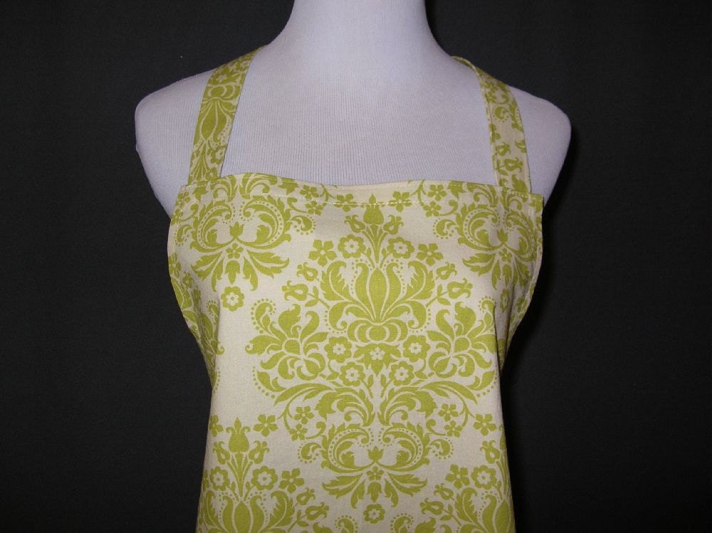 Ladies Apron - Ruffled Two Toned Green Design