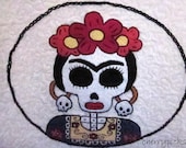 Frida Kahlo Hand Embroidered Quilt - Dia De Los Muertos - Day of the Dead