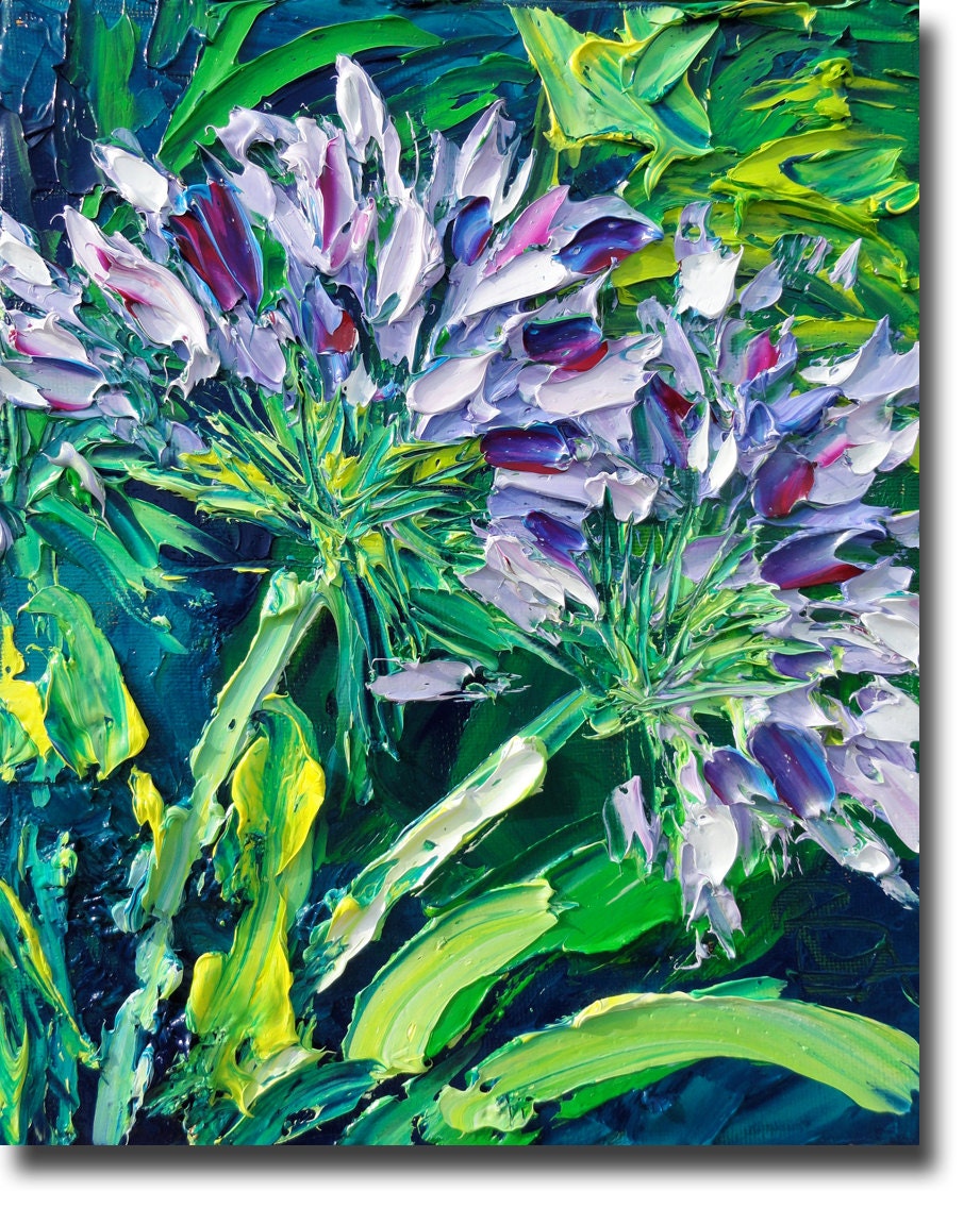 New Orleans Painting B. Sasik Original Oil Painting  Garden ART Agapanthus
