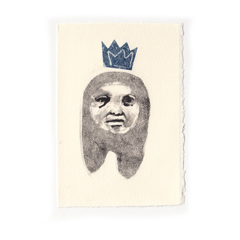 Man in a crown monoprint fine art print