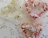 3 mini heart wreaths white and 2  pink