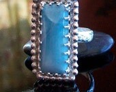 Larimar Sterling Silver Cocktail Ring Size 9.5