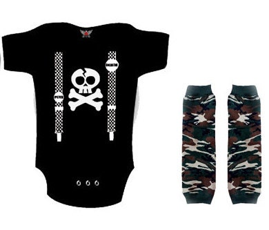 Punk Rock Baby Boy Rockstar Kit black romper one piece layette leg warmers gift box YOU CHOOSE IMAGE