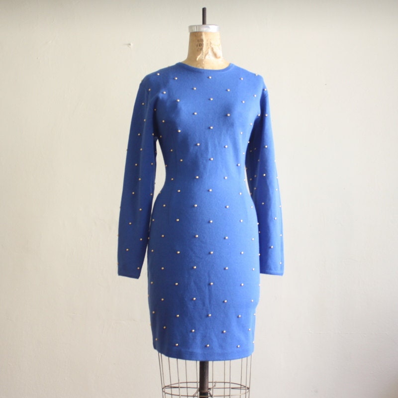 Vintage 80s Blue Studded Dress