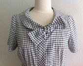 vintage indigo blue and white plaid spring dress
