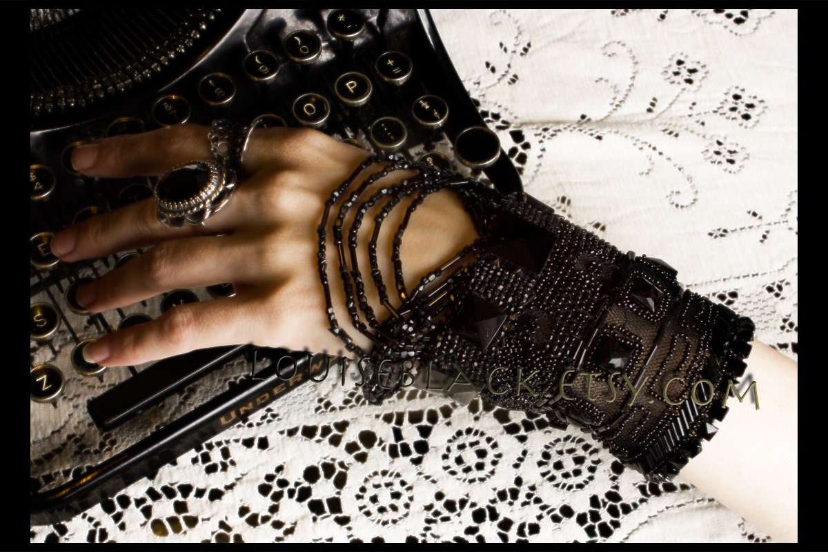 Victorian Jet Art Deco Cuff by Louise Black