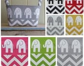 Fabric Storage Bin- Organizer- You Choose The Color- Elephants- Chevron
