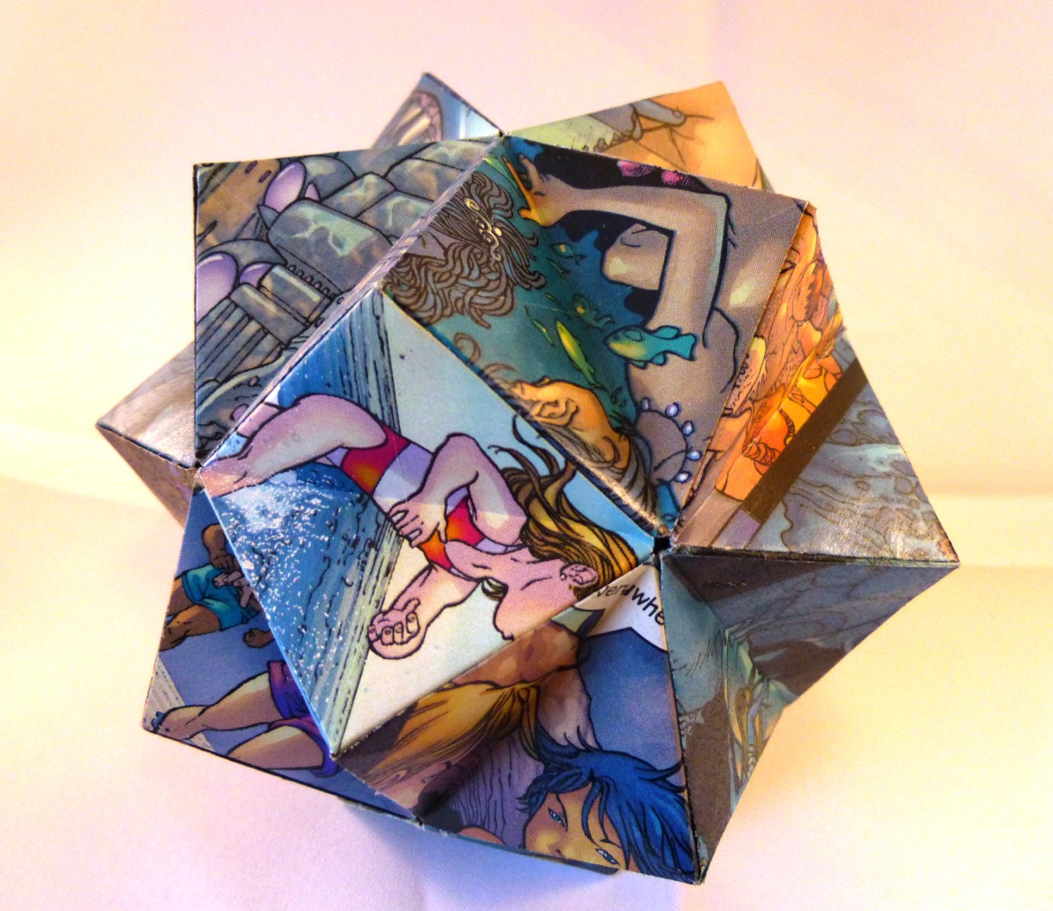 Comic book Origami star- origami star made from colorful graphic novel