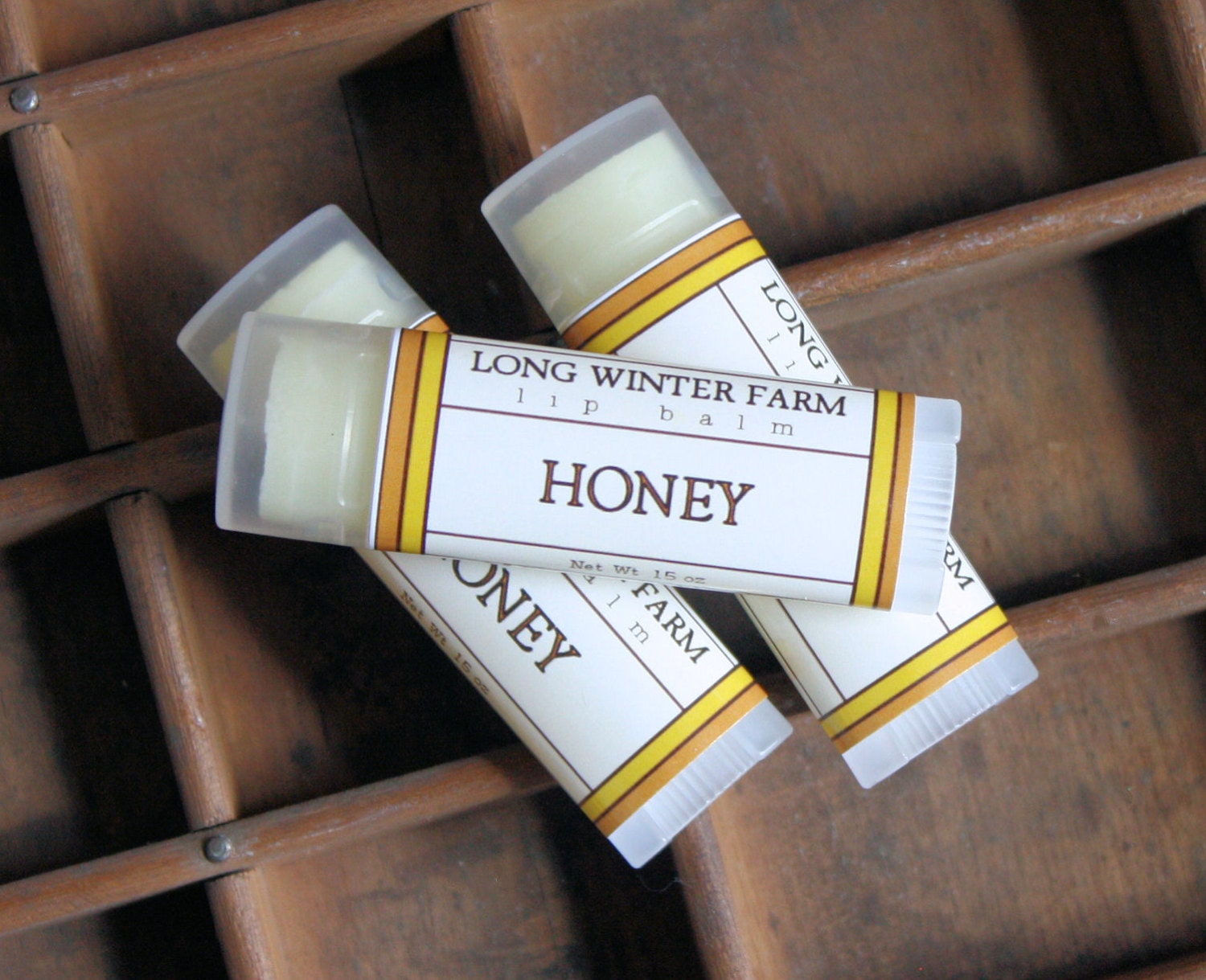 Honey Lip Balm - One Tube Beeswax Shea Cocoa Butter Jojoba