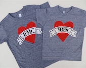 Mother's Day Father Son or Daughter Fathers Day Mom Heart Tattoo Shirt