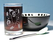 Sock Monkey - Juice Glass - singing, dancing, happy monkey