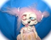 Petunia the pink haired  Zombie   OOak needle felted Art  doll