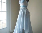 Fairytale Wedding Dress Hippie Boho Blue Romantic Shabby Chic Beach Bridal Gown Faerie Pixie Fantasy Cotton One of a Kind Bride Handmade
