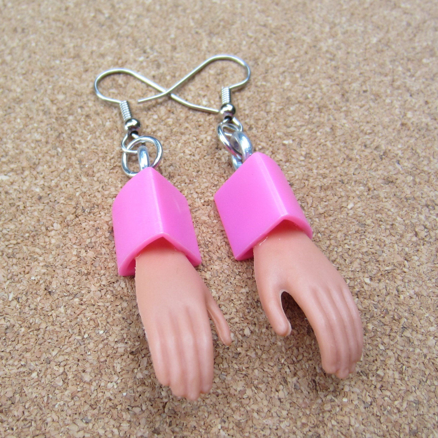 PINK Trivial Pursuit Barbie Doll Hand Earrings