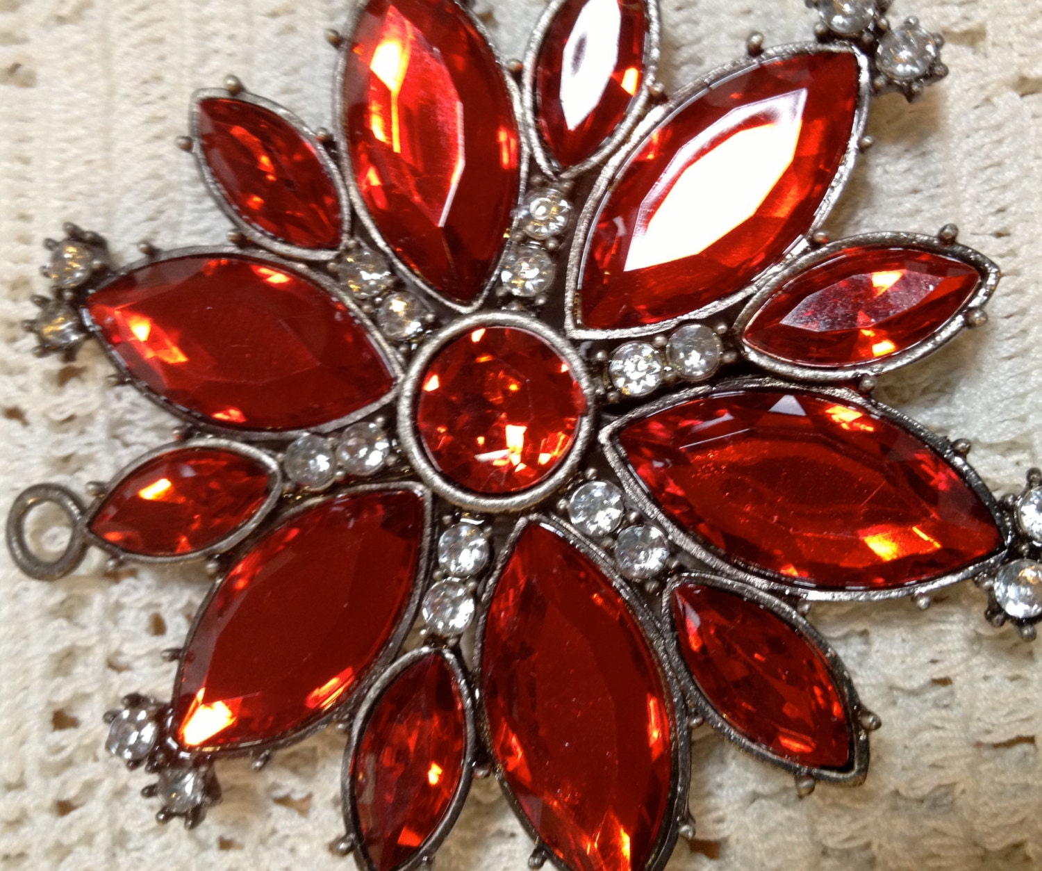 Vintage 1960 Pendant Red Flower Number 104
