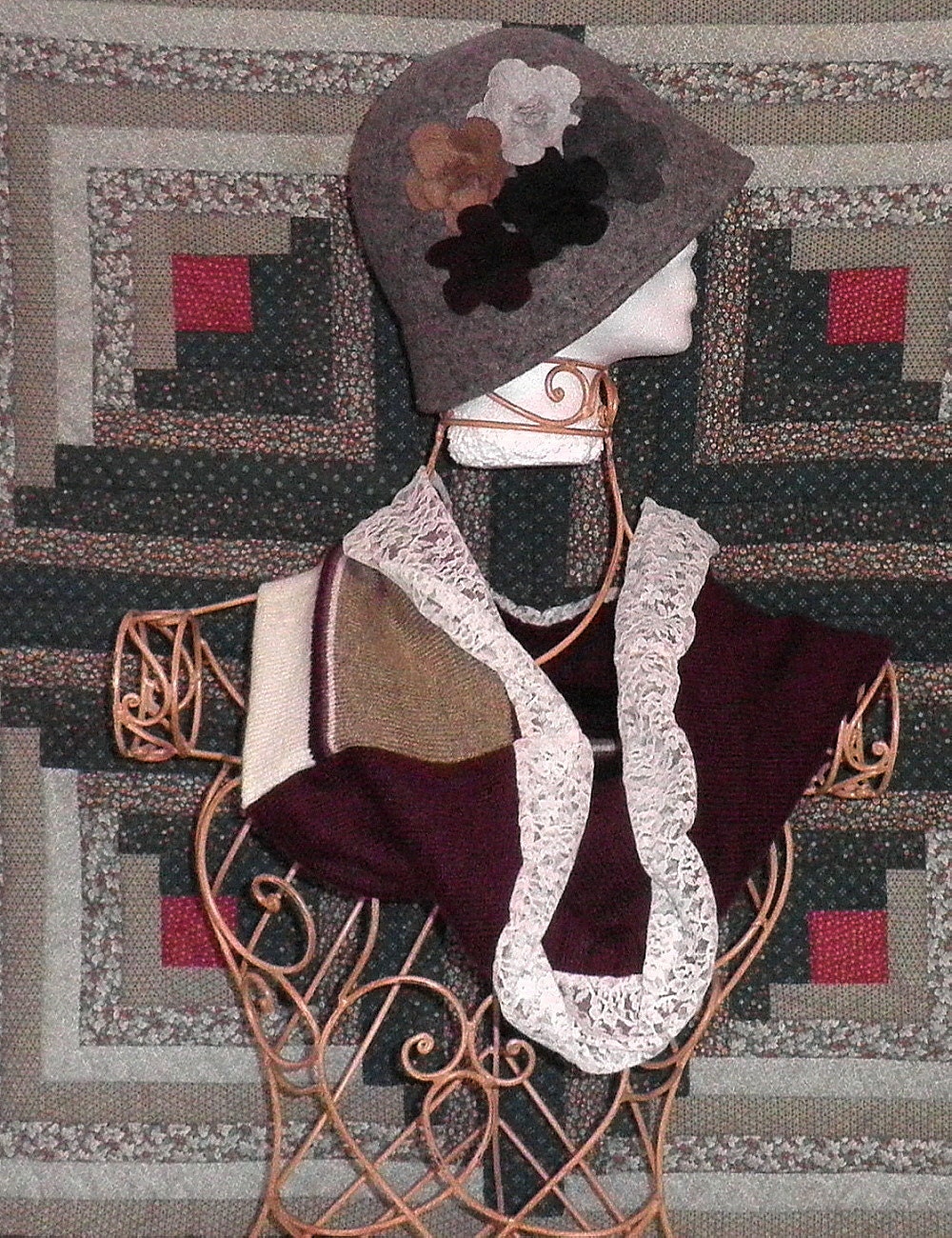 neck warmer / cowl / scarf  / snood in lambswool & lace...by mia baggali