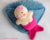 Pocket Merbaby in a Seashell - Pocket Doll made in the Waldorf Tradition - Mini Mermaid