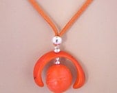 Sun 'n Moon Celestial Tagua Nut Pendant - Papaya Orange